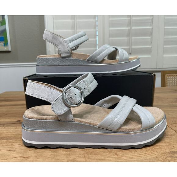 Vionic Reyna Vapor Leather Sandals Gray Size 8.5 NIB Slingback Wedge Slides - Picture 2 of 13